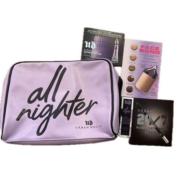 New Urban Decay 5 Piece Gift Set with Purple Makeup Bag - Picture 1 of 4